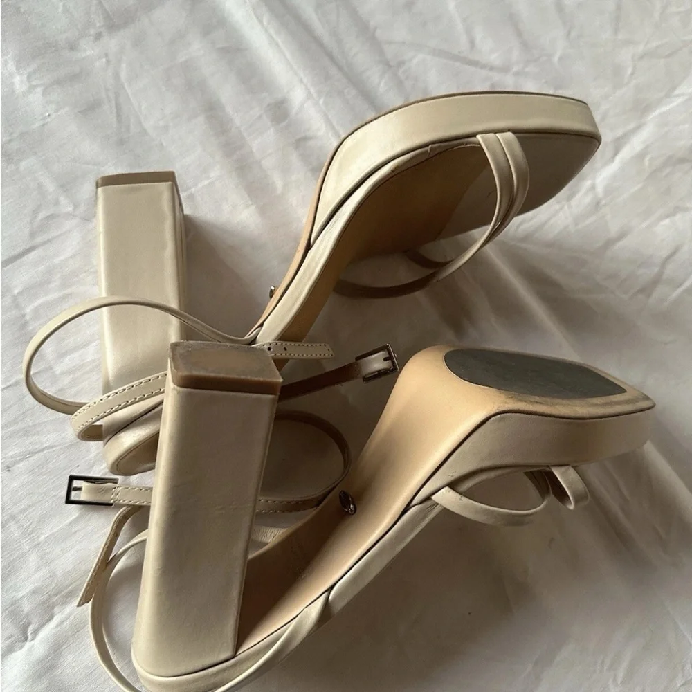 Tony Bianco Detroit Heels Platform Vanilla Capretto Cream 7 $210 - Picture 7 of 7